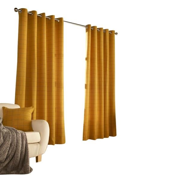 Furn Ellis Ringtop Eyelet Curtains - Ochre