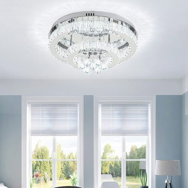 Double Tier Round Crystal Celling Light Living and Home