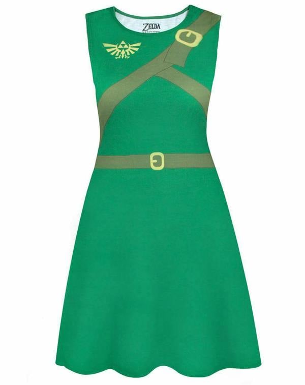 Nintendo Womens Green Link Sleeveless Skater Dress