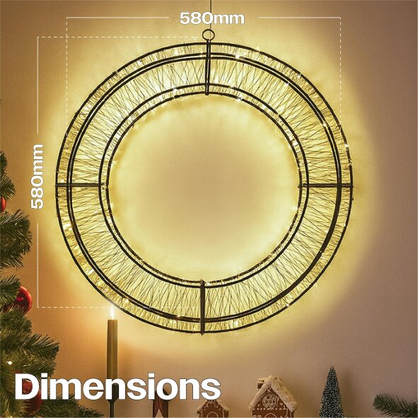 Scotts of Stow Xmas Haus Pre Lit Micro LED Wreath with 10 Twinkling LEDs 5m Lead