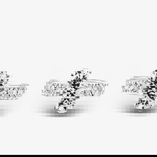 T. H. Baker 9ct White Gold Certified Lab Grown 1.50ct Brilliant Cut Diamond Shoulder Set Solitaire Ring LGR43483-150