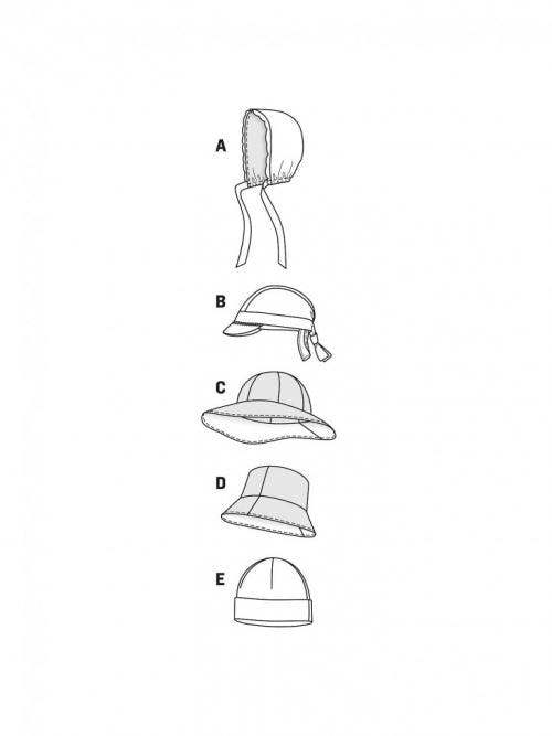 Burda Sewing Pattern 9496 Headwear For Kids and Babies, 15 inch-21.25 inch - Easy