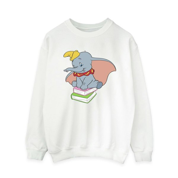 Disney Womens Dumbo Sitting On Books Sweatshirt - White