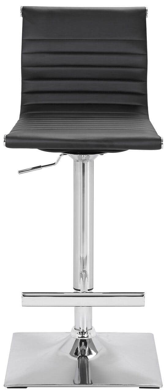 Lamboro Rovigo Breakfast Bar Stool, Chrome Footrest, Height Adjustable Swivel Gas Lift, Home Bar & Kitchen Faux-Leather Barstool, Black