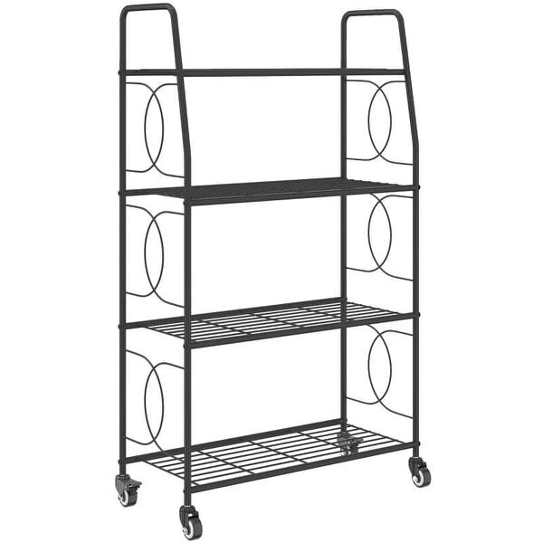 Bobobiy 4-Tier Metal Plant Stand, Heavy Duty Ladder Shelf Potted Plants Display Rack with Lockable Wheels