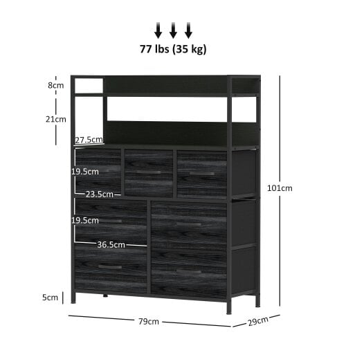 Wyld Haus Latoli Fabric And Wood Black 7 Drawer Rustic Storage Chest