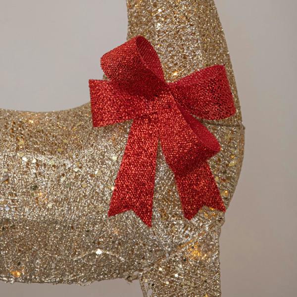 Samuel Alexander Set of 3 Gold Glitter Light Up Reindeer Family with 210 Warm White LEDs & Timer