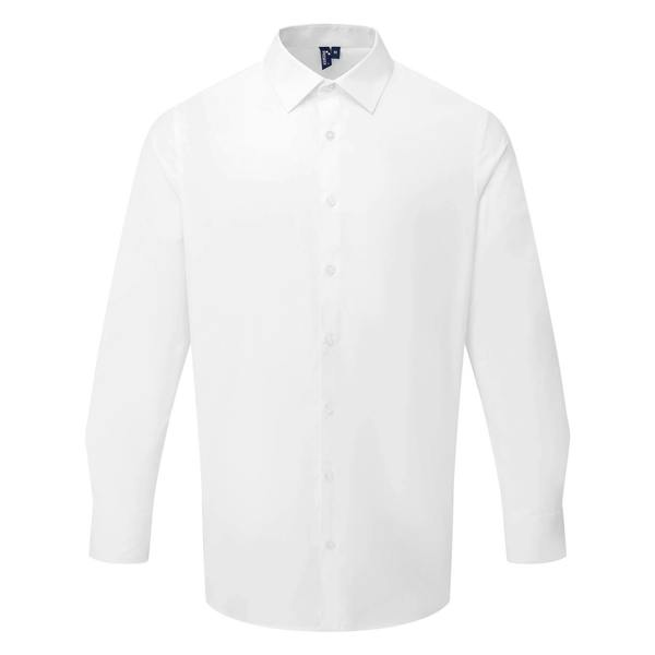 Premier Mens Poplin Long-Sleeved Formal Shirt - White
