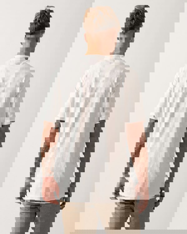 HUGO Dugolini Mens Cotton-Jersey T-Shirt with Embroidered Logo Artwork - Natural 102 - CHO - Designer Mens Short Sleeve Polo Shirts