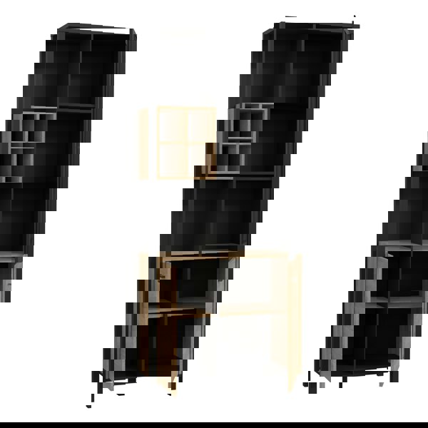 Furniture To Go High Rock Display Cabinet in Matt Black/Riviera Oak