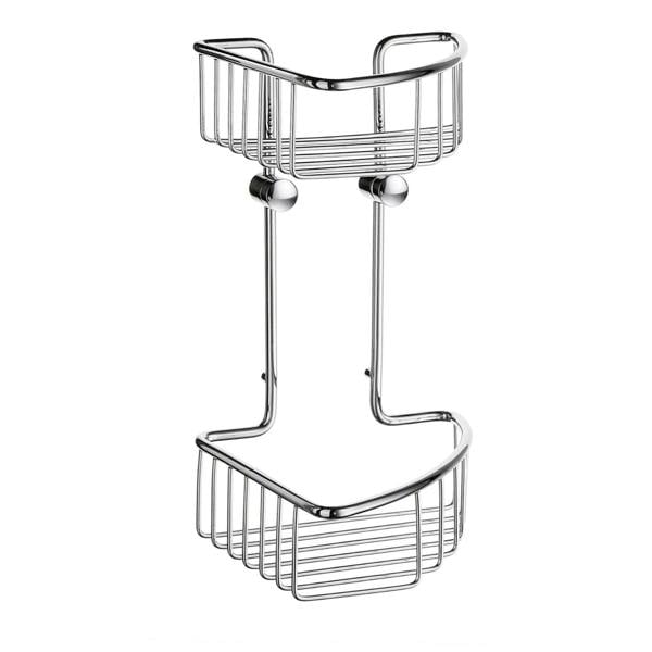 Polished chrome double corner shower basket