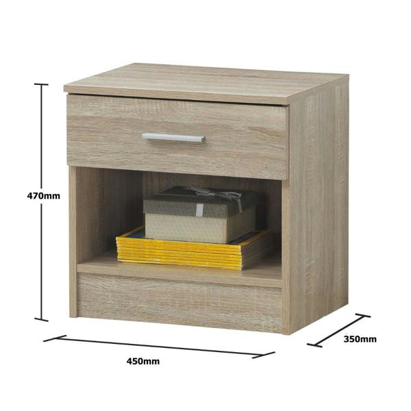 Timber Art Design Rio Costa Bedside Cabinet Bedroom Furniture Nightstand Table 1 Drawer