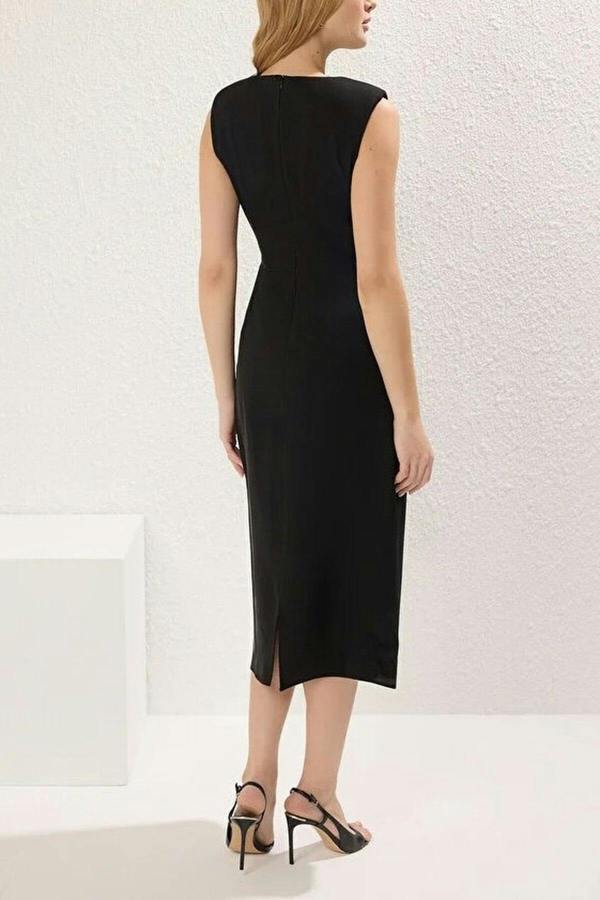 WOVCOR Midi Woven Dress with Accessory Details