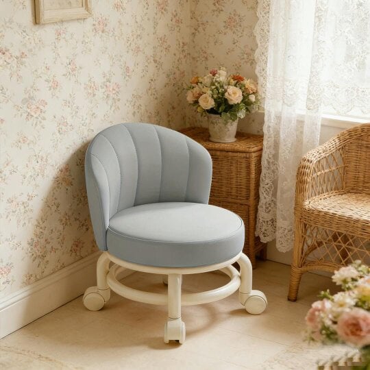 Havendro Low Rolling Stool Short Wheeled Rotating Shoe Changing Sofa Chair Pulley Swivel