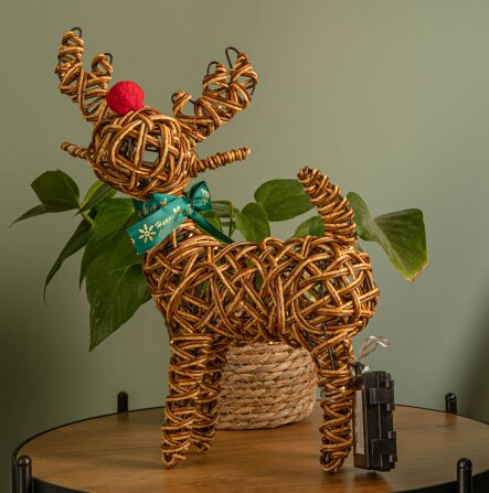 Samuel Alexander 37cm Battery Operated Light up Brown Christmas Reindeer with Red Nose & 40 Warm White LEDs