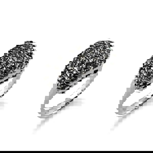 27085 Art Deco Style Round Marcasite Stepped Ring in 925 Sterling Silver 4