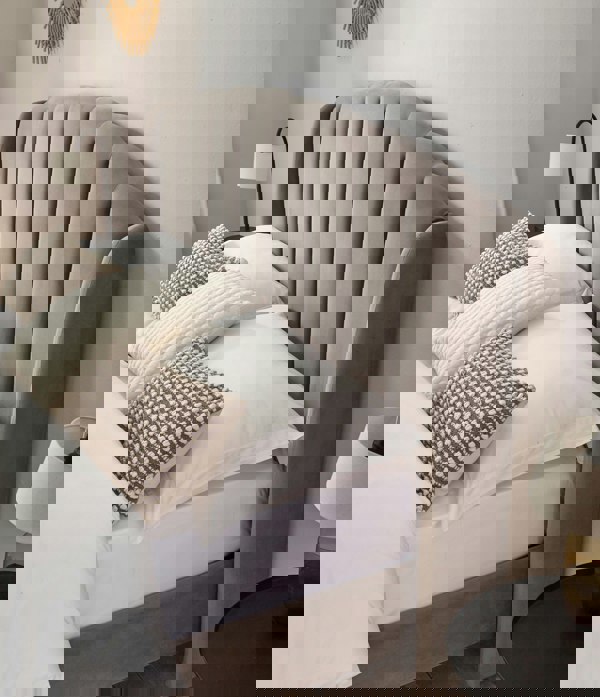 DS Living Aurelia Winged Grey Upholstered Bed Frame