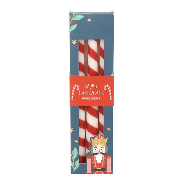 Serano Set of 3 Candy Cane Stripe Taper Candles