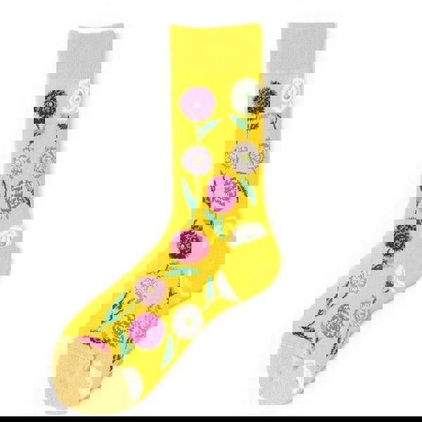 Anyfootwear 5 Pairs One Size 5-11 Mixed Color Socks Floral Cotton Fashion Woman Skateboard Oil Paitiing