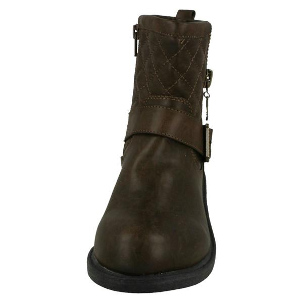 Spot On Ladies Spot On Mid Heel Quilted Biker Boots