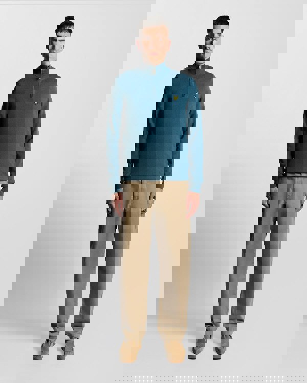 Lyle & Scott Cotton Merino Mens Quarter Zip Jumper - X862 Deep Water