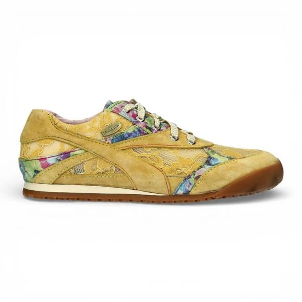 Laura Vita Tivanao 03 - Women's Yellow Floral Leather Sneakers