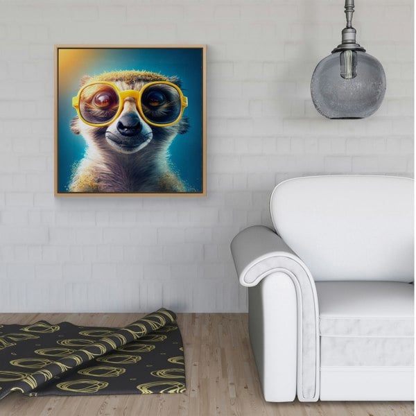 Warren Reed Meerkat Splash Art Framed Canvas