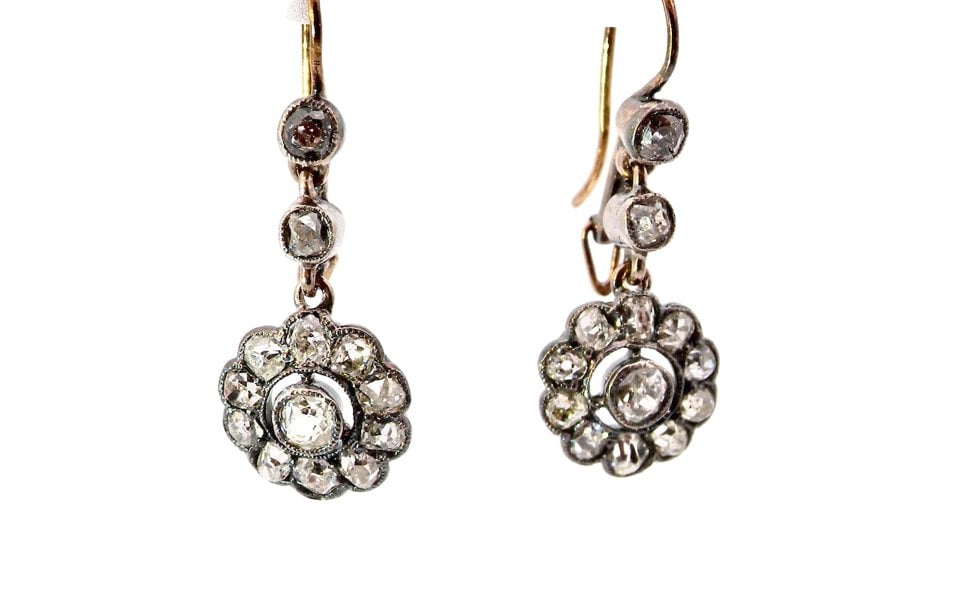 Edwardian diamond drop earrings