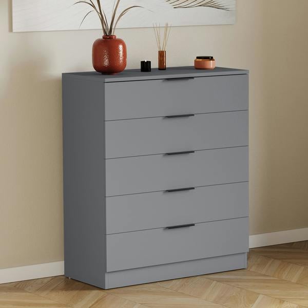 Vida Designs Trega 5 Drawer Chest, Black