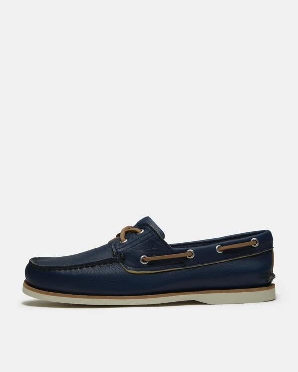 Timberland Mens Full Grain Leather Classic Boat Shoe - Dark Blue | CHO | Designer Mens Boat Shoes