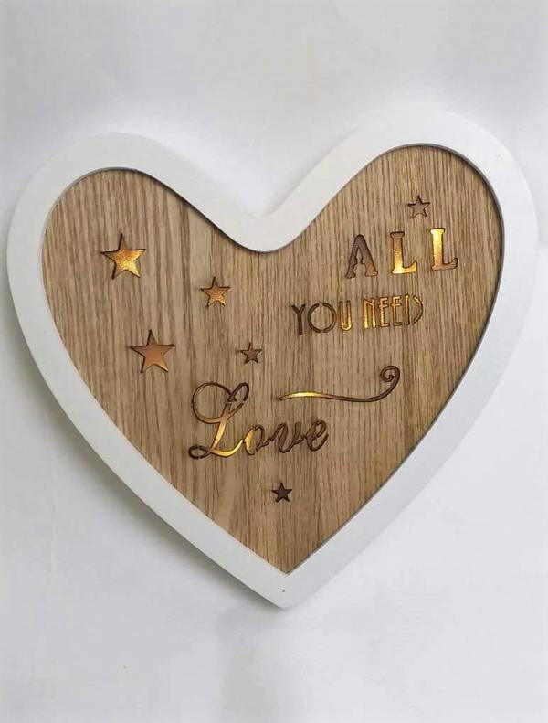 White Wooden Heart LED Table Top Decoration for Christmas and Home Display image 6