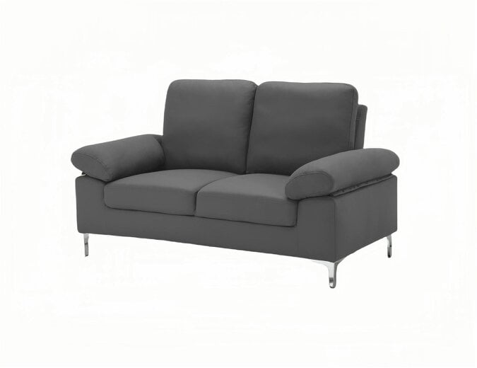 Kosy Koala Modern Two Seater Sofa Grey Fabric with Chrome Feet for Living Room, Bedroom