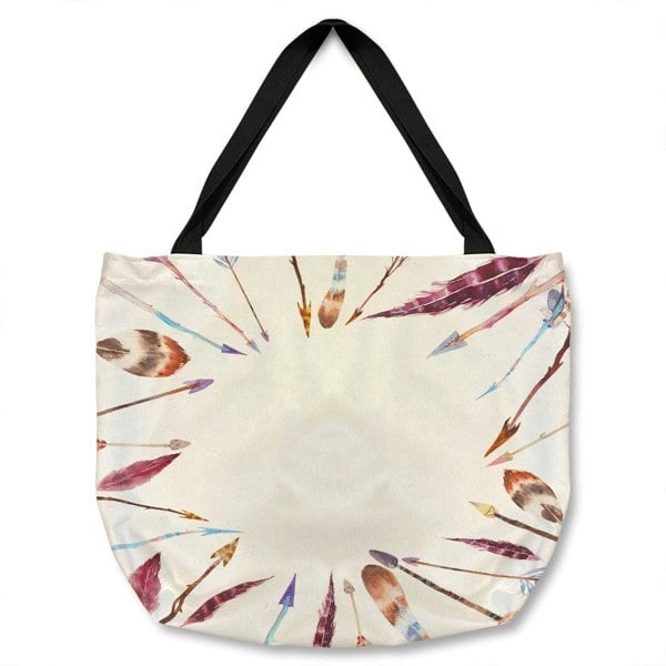 Benjamin Tate Design Watercolor Boho Chic With Feathers And Arrows Tote bag