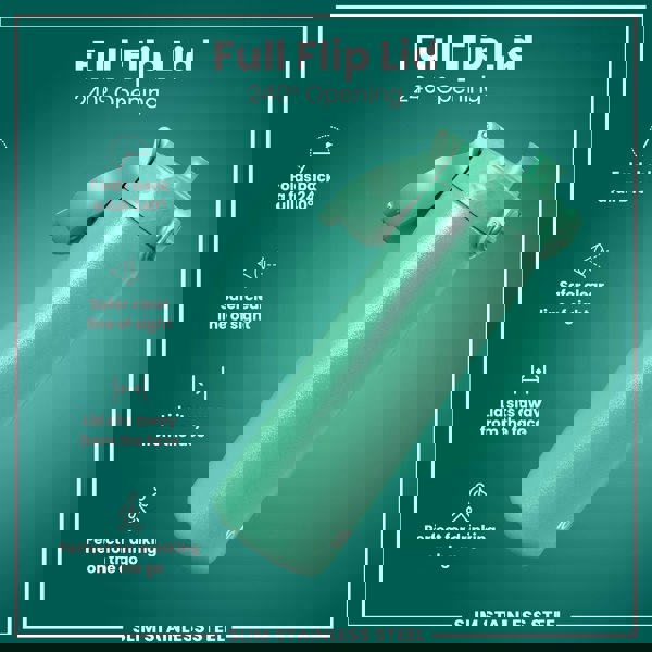 ION8 Leak Proof Slim Water Bottle, Stainless Steel, Teal, 600ml (20oz)