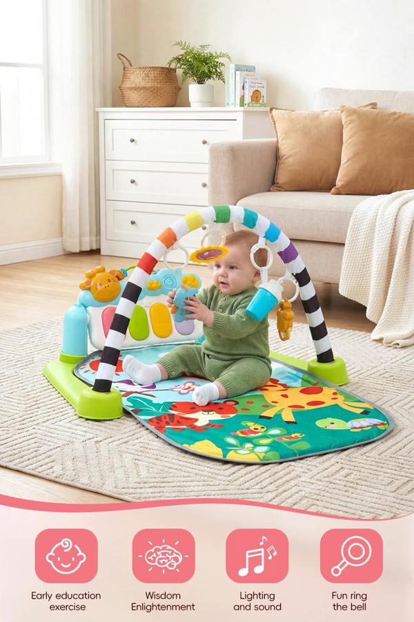 Living and Home Colorful Baby Play Mat with Musical Keyboard & Hanging Toys