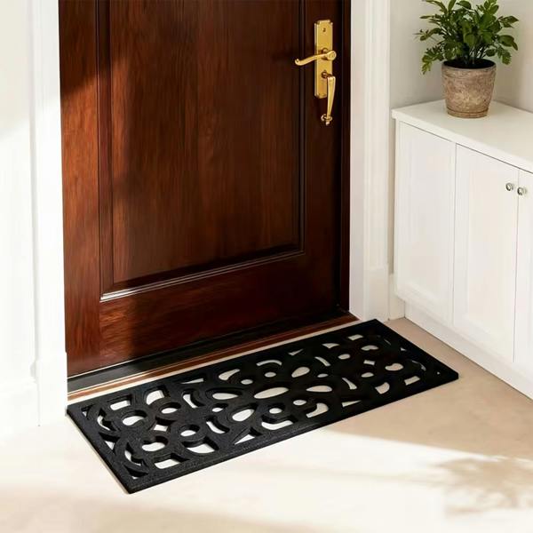 Nicoman Victorian Style Eco-Friendly Rubber Step Mat - Black - Indoor/Outdoor