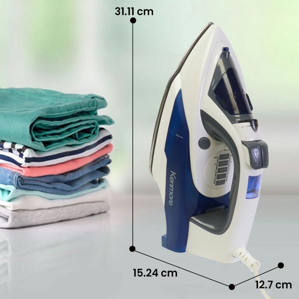 Kenmore Digital Steam Iron 9 Fabric Presets with Vertical Steaming & Travel-Friendly Design (White)