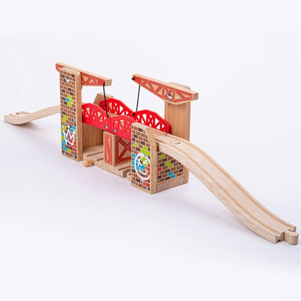 Bigjigs Rail Double Lifting Graffiti Bridge - Includes 2 Track Pieces