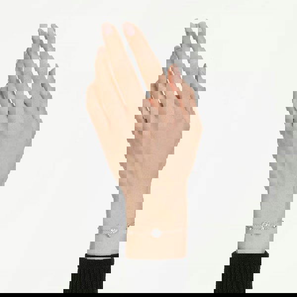 Swarovski Una Rhodium Plated Round White Crystal Bead Toggle Bracelet 5733196