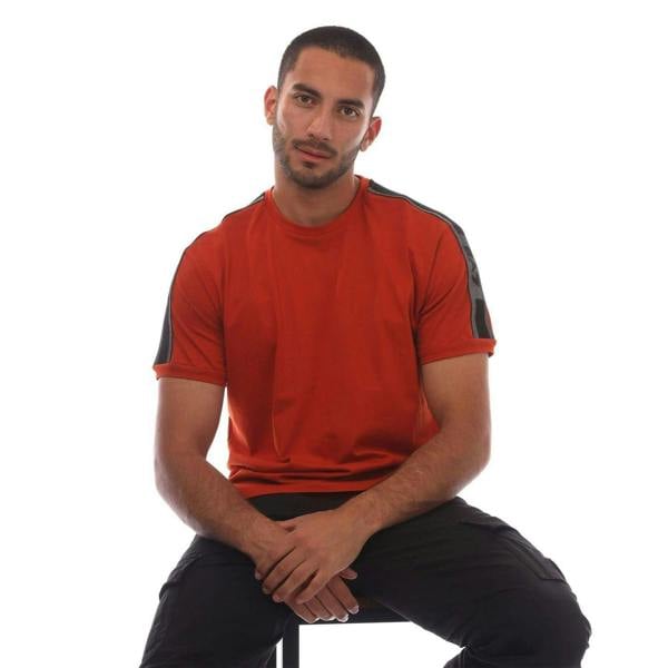 Emporio Armani EA7 Mens Series Logo Cotton T-Shirt - Orange - 