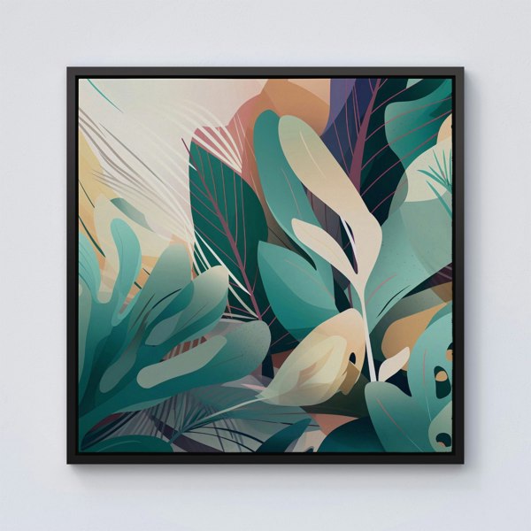 Warren Reed Abstract Tropical Leaves Framed Canvas