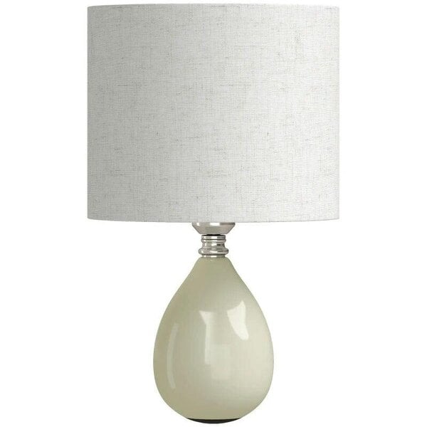 Table Lamp, Vintage Eastern Bedside Desk Lamp with Fabric Lampshade for Study, Bedroom, Living Room, Cream White