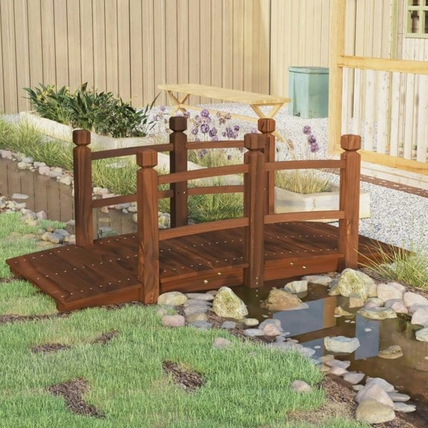 Berkfield Garden Bridge with Railings 150x67x56cm Solid Wood Spruce