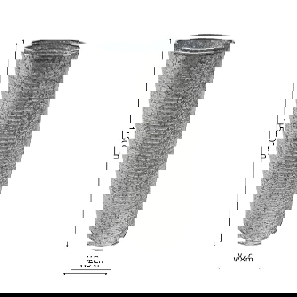 Ivyline Ribbed Galvanised Vase H50cm