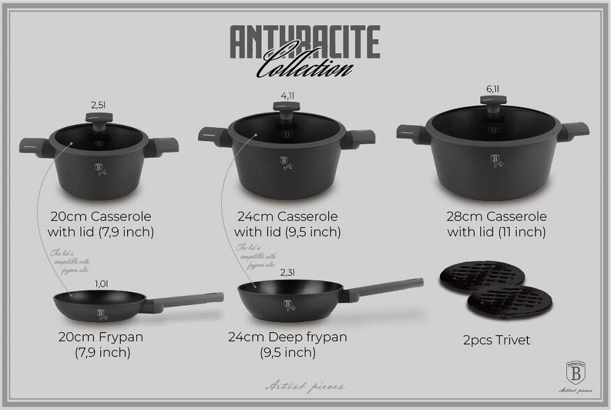 Berlinger Haus 10 pcs Cookware Set Berlinger Haus BH8140 Anthracite