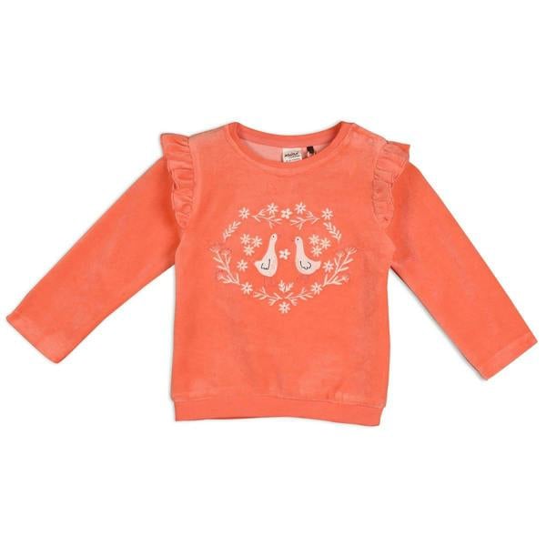 Baby Girls Floral Embroidered 2pc Set, Peach - Minicuddles