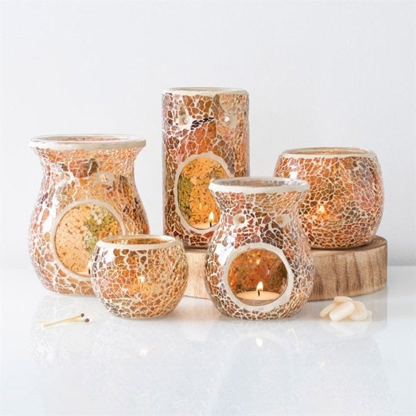 Serano Pillar Brown Crackle Oil Burner and Wax Warmer