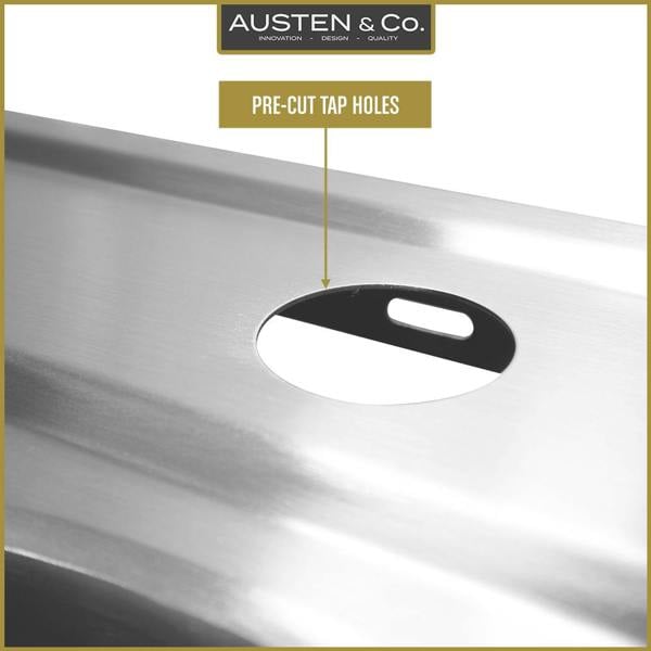 Austen & Co. Napoli Stainless Steel Inset Reversible 1.5 Bowl Kitchen Sink With Drainer. Lifetime Guarantee, Fast Delivery