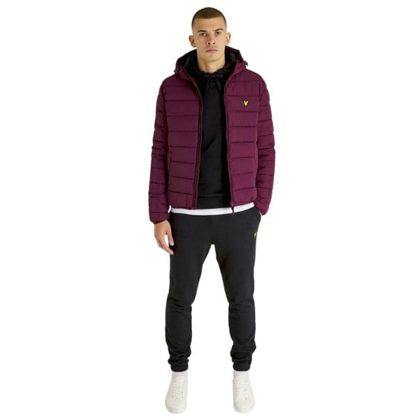 Lyle & Scott Branded Hooded Puffer Jacket - Burgundy