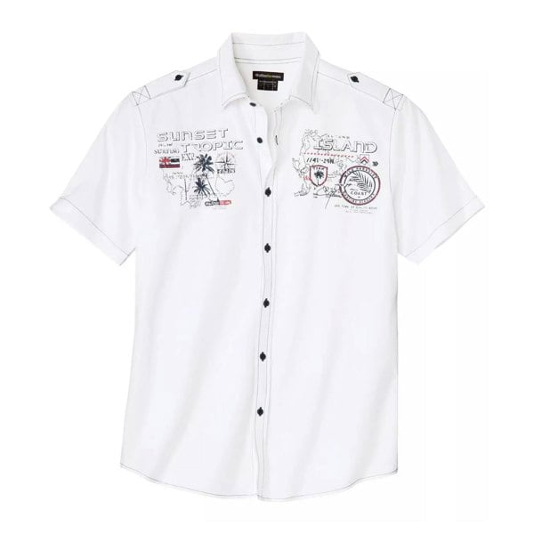 Atlas For Men Mens Tropical Pilot Shirt - White